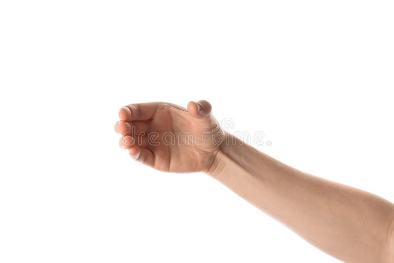 Hand greep greep of pak een object hand gebaar. geïsoleerd op witte achtergrond royalty-vrije stock fotografie