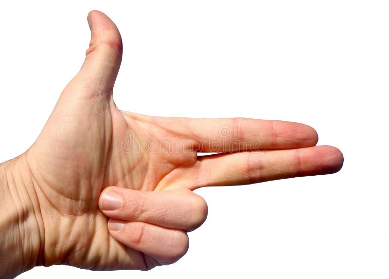 Hand gun gesture. stock photo. Image of left, hand, aiming 3356856