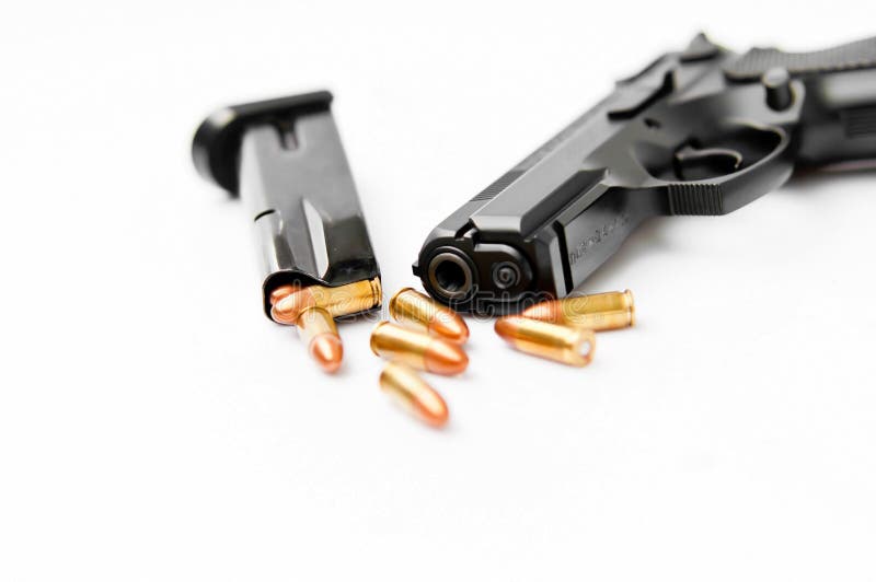 Hand gun and magazine stock photo. Image of marksmanship 22859614