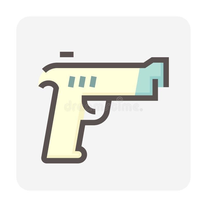 Hand gun or pistol vector icon. 48x48 pixel perfect and editable line stroke vector illustration