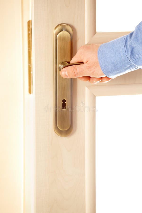 Hand on handle stock photos