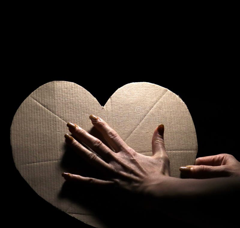 Hand on a Heart on a Black Background 2 Stock Image Image of occasion