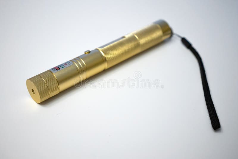 A hand-held laser pointer on a white isolate. Laser toy. High quality photo. Quantum keys stock images, royalty-free photos and pictures