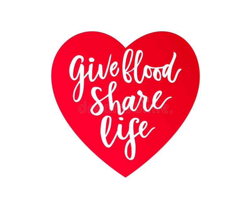 Hand het getrokken kalligrafie geeft van letters voorzien bloed Het aandeelleven in rood hart Typografische samenstelling Vector vector illustratie Hand het getrokken kalligrafie geeft van letters voorzien bloed Het aandeelleven in rood hart Typografische samenstelling Vector vector illustratie