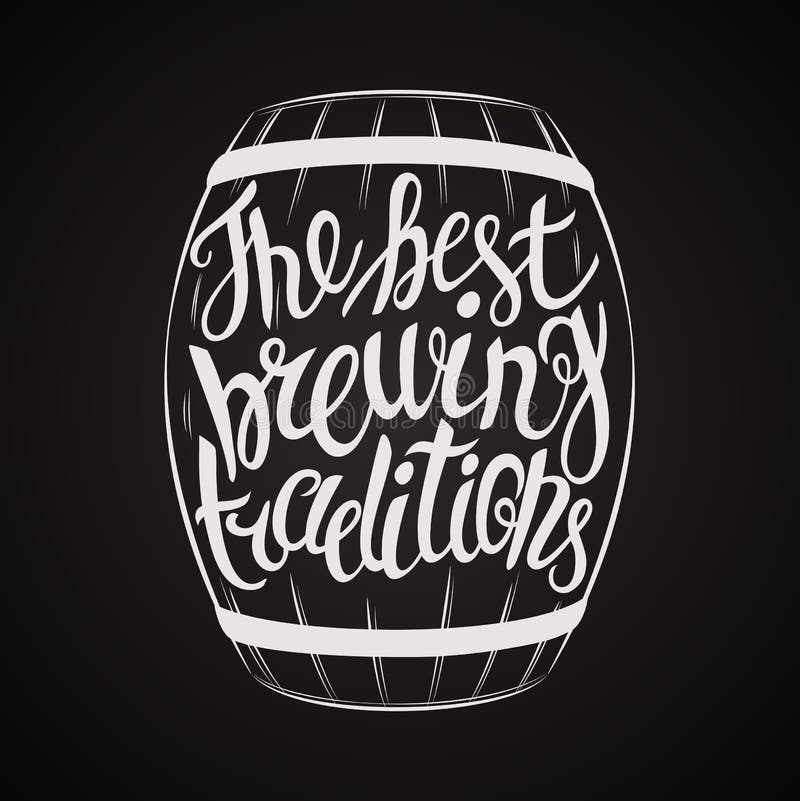 Hand het Getrokken van letters voorzien voor met vat bier vector illustratie Hand het Getrokken van letters voorzien voor met vat bier vector illustratie