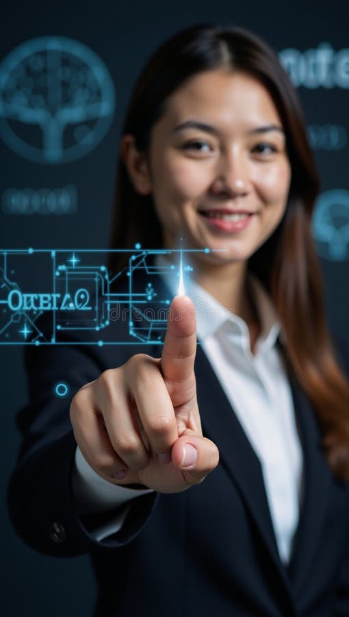 Hand on hightech network symbolizing cuttingedge business with AI science stock illustration