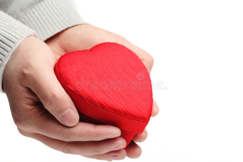 Hand Hold Heart Shaped Gift Box Stock Image Image of peace, holiday