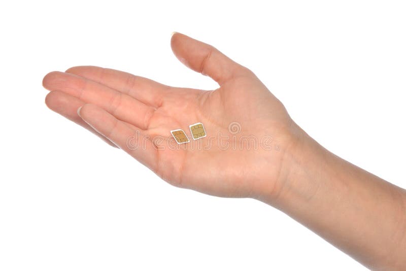 Hand hold 2 nano SIM cards isolated