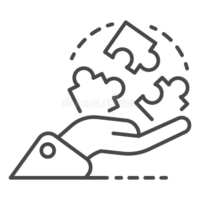 Hand Hold Puzzle Solution Icon, Outline Style Stock Vector