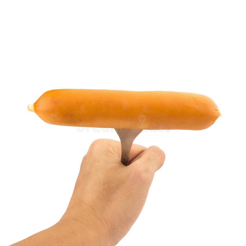 hand hold sausage on fork steel isolated on white background royalty free stock photo hand hold sausage on fork steel isolated on white background royalty free stock photo