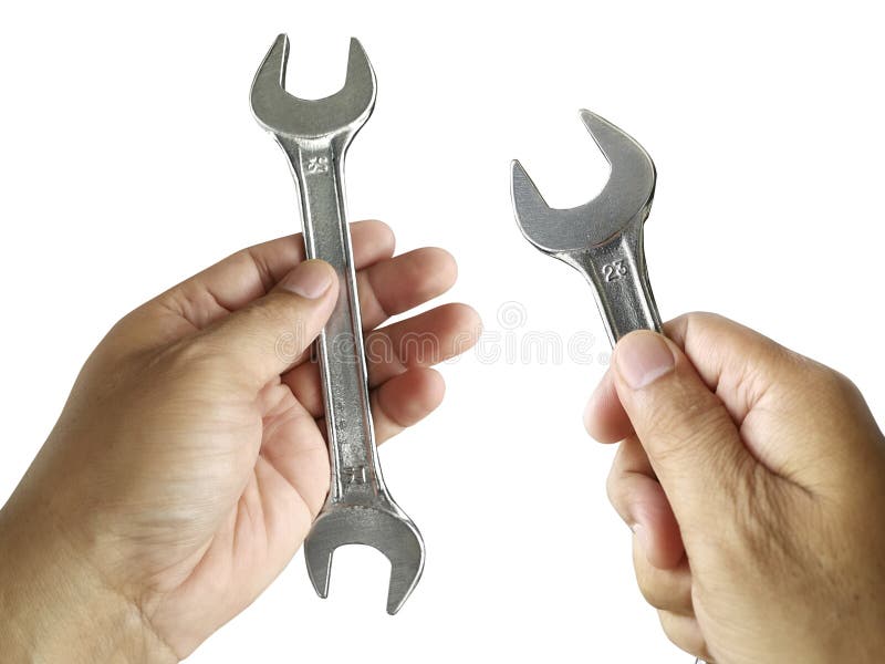 Hand holding Adjustable spanner or adjustable wrench isolated on white background royalty free stock photos Hand holding Adjustable spanner or adjustable wrench isolated on white background royalty free stock photos