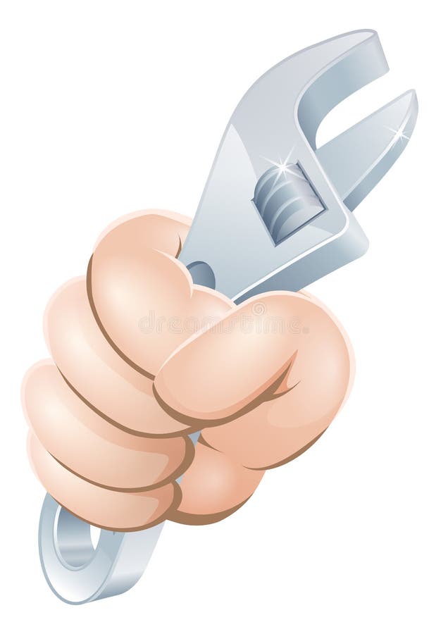 Hand holding adjustable wrench