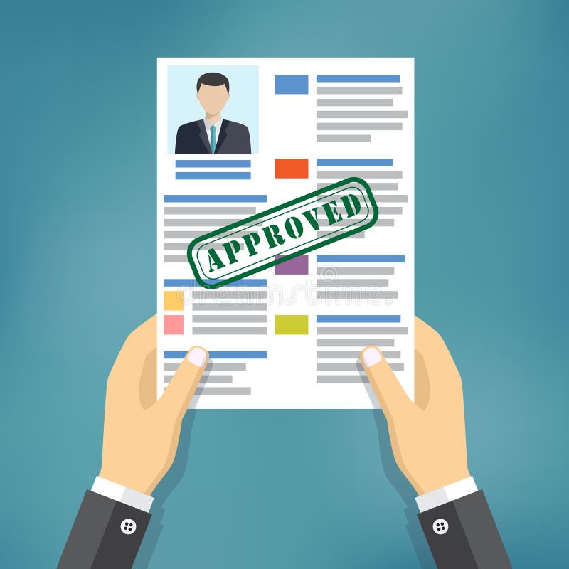 Hand holding approved resume. royalty free illustration Hand holding approved resume. royalty free illustration