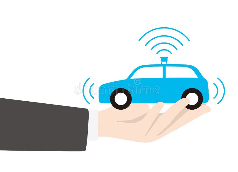 Hand Holding Autonomous Selfdriving Car Stock Vector Illustration of