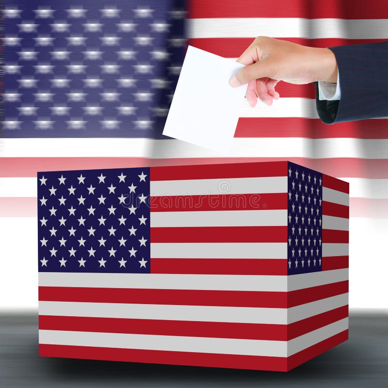 Hand holding ballot and box stock photography