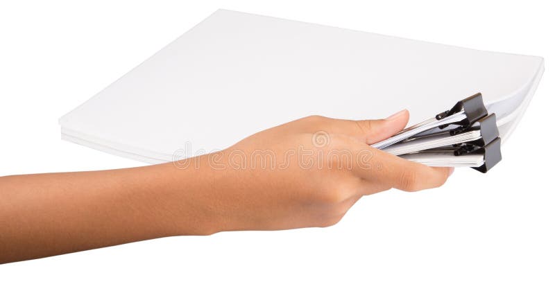 Hand Holding Binder Clip And White Paper IX