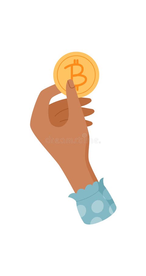 Hand Holding Bitcoin Coin stock illustrationer