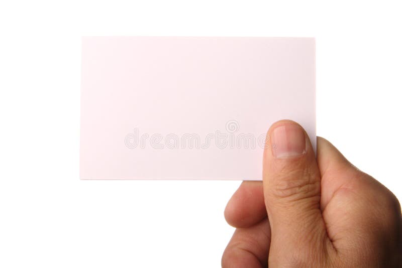 Hand holding blank business card