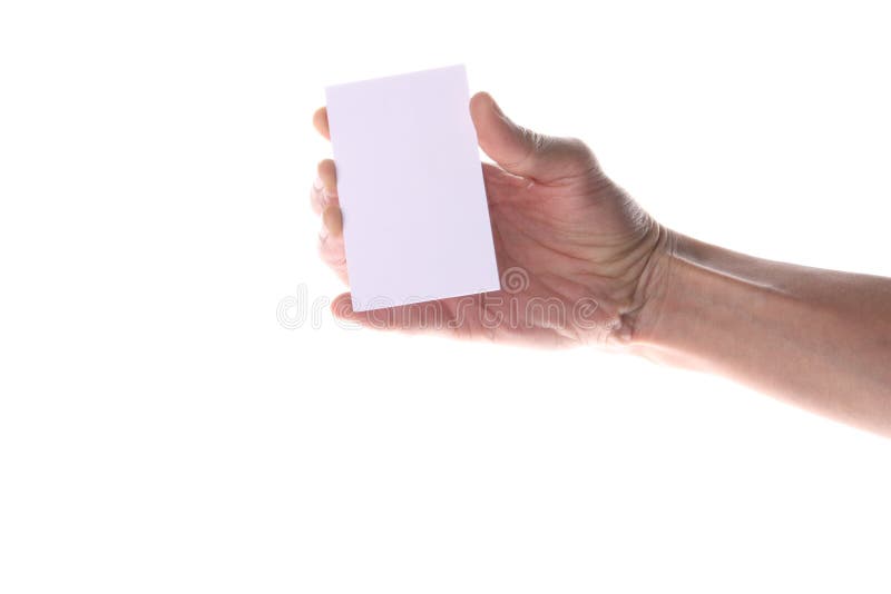 Hand holding blank business card