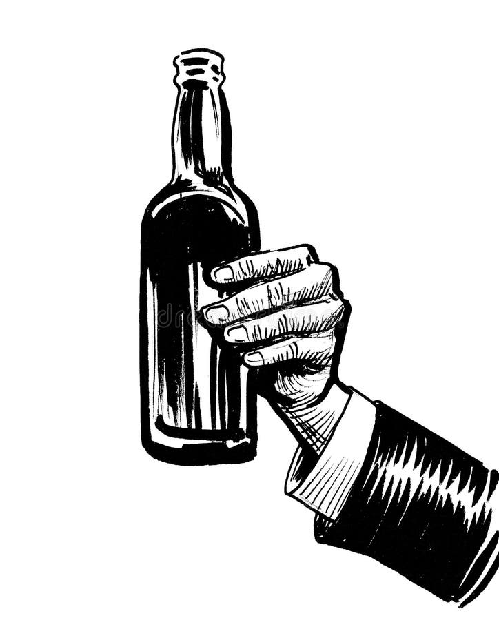 Hand holding bottle stock illustration. Illustration of white 241043152