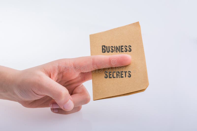 Hand holding a brown color paper with BUSINESS SECRETS text royalty free stock photos Hand holding a brown color paper with BUSINESS SECRETS text royalty free stock photos