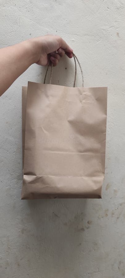 The Hand Holding the Brown Paper Bag, Bring the Paper Bag Stock Image ...
