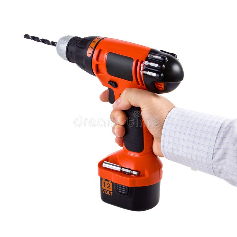 Hand Holding Drill stock image. Image of construction - 23177041