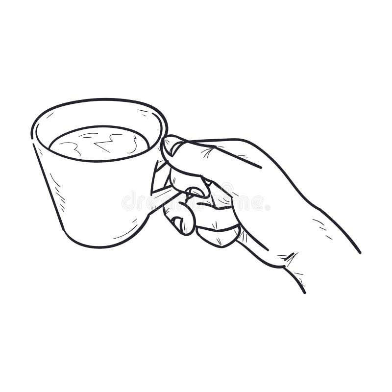 Hand Holding A Red Cup Of Hot Coffee. Stock Vector Illustration of