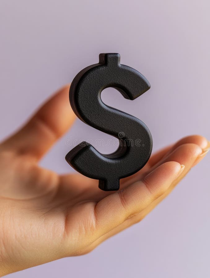Hand holding dollar sign on pastel background stock photos