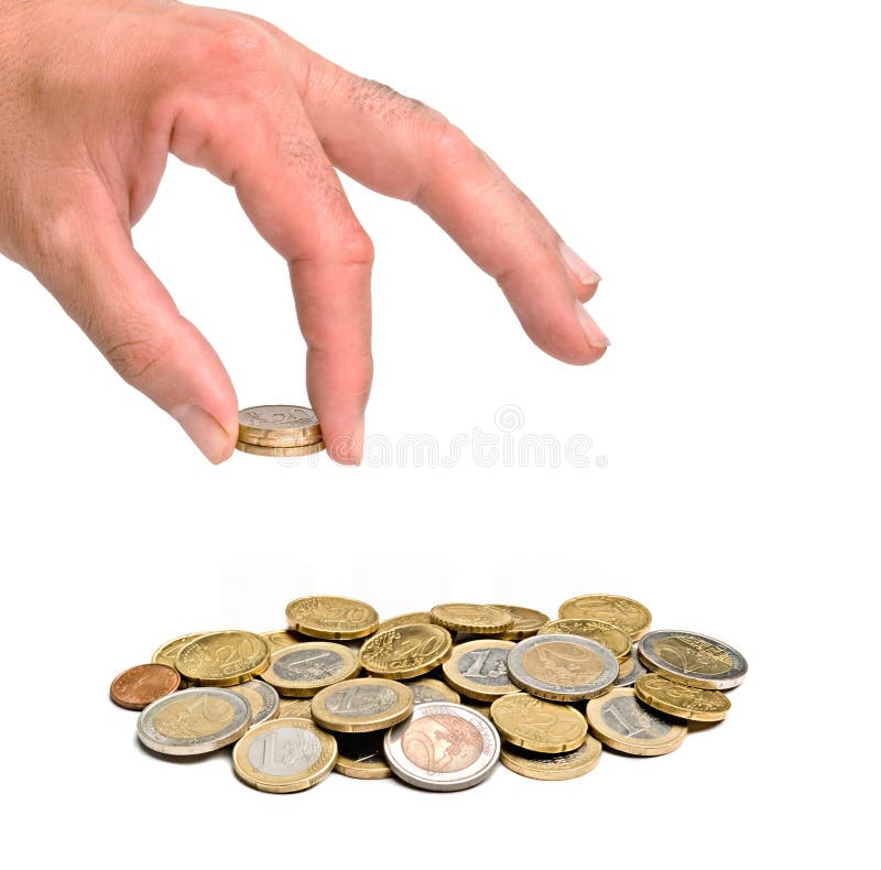 Hand holding euro coin