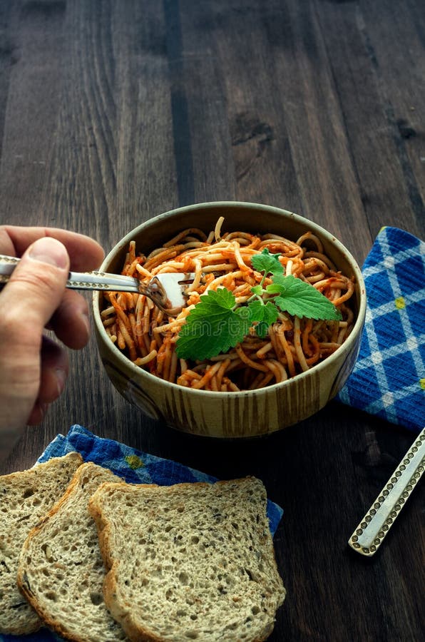 Hand Holding Fork with Pasta Stock Photo Image of pasta, napkin 78393870