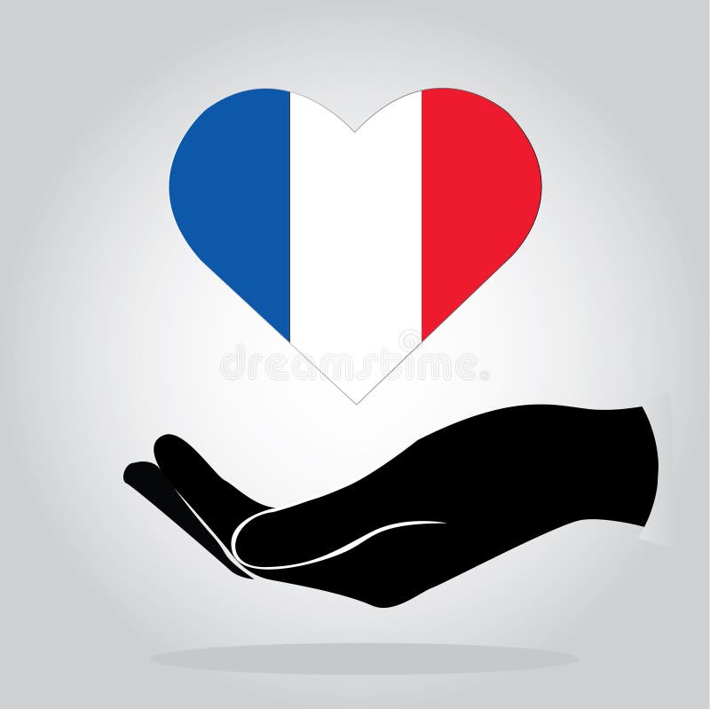 Hand Holding French Flag , Pray for French Vector Icon Stock ...