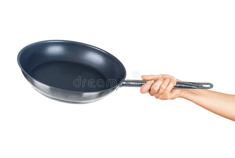 Hand holding a frying pan stock image. Image of preparation 48705931