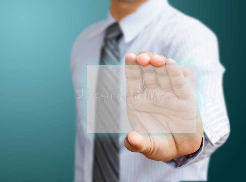 Hand holding futuristic business card stock photo Hand holding futuristic business card stock photo