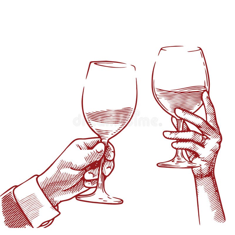 Hand Holding a Glass of Wine Stock Illustration Illustration of