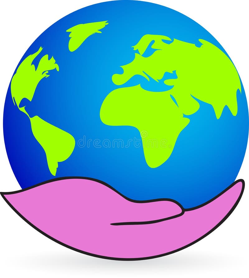 Hand holding globe vector illustration