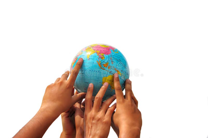 Hand holding globe