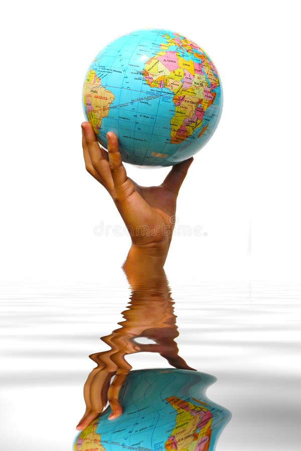 Hand holding the globe