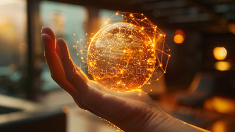 The Digital Globe in Hand. stock photography.