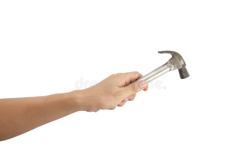 The Hand holding a hammer. stock images