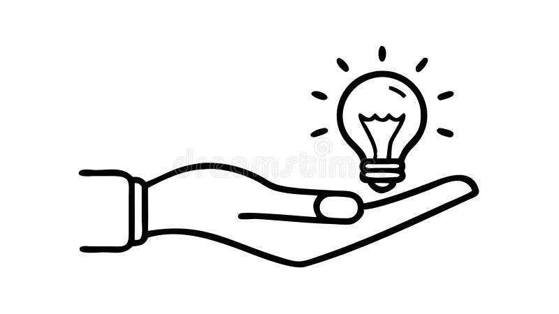 Hand Holding Idea Lightbulb Icon, for Nurturing and Support, vector design Generative AI stock illustration