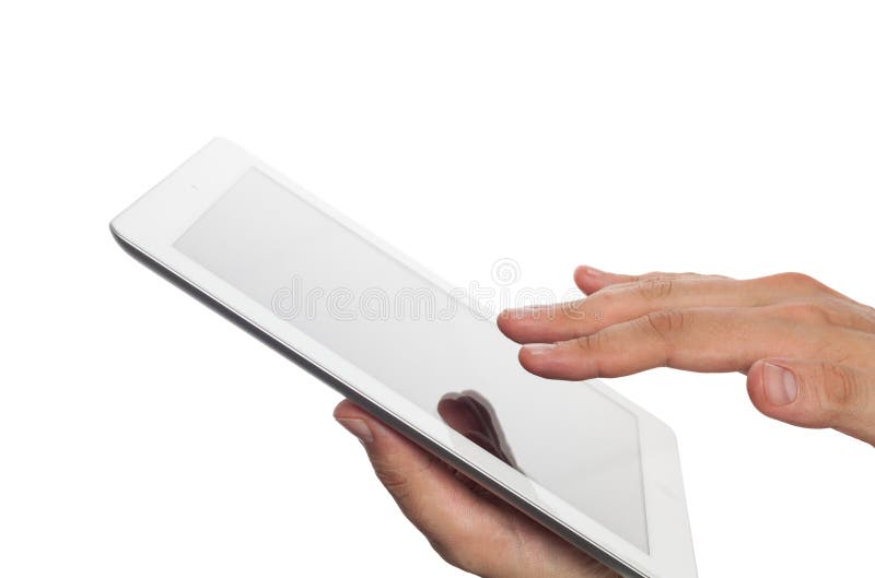 Hand holding ipad