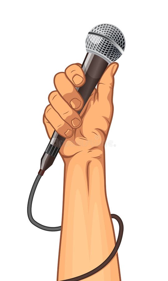 Hand Holding a Microphone in a Fist. Cartoon Vector Illustration Stock  Vector - Illustration of design, metal: 93560635