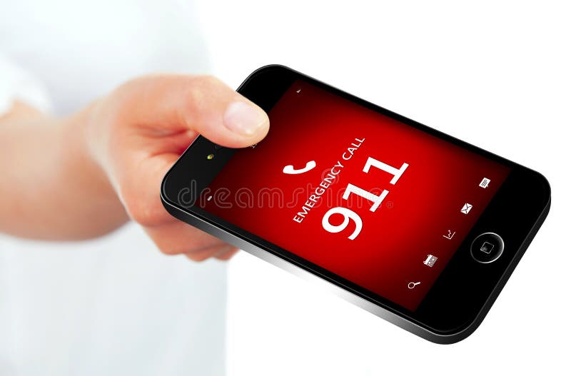 Hand holding mobile phone with emergency number 911 stock image Hand holding mobile phone with emergency number 911 stock image