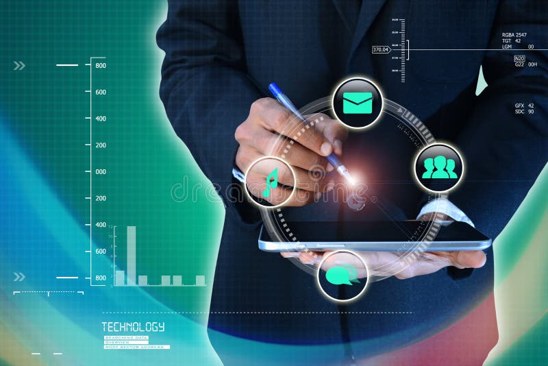 Hand holding mobile smart phone stock image