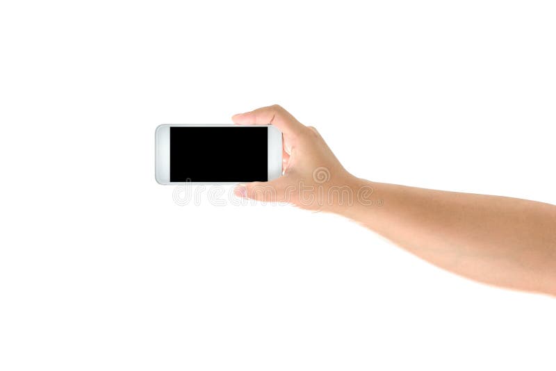 Hand holding mobile smart phone with blank screen. royalty free stock image