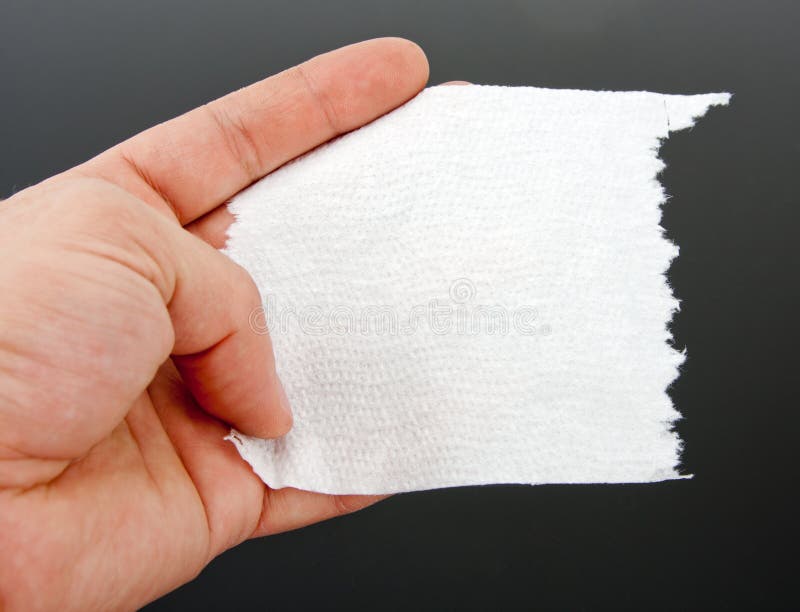 A Hand Holding One Piece Of Toilet Paper Stock Image Image of single