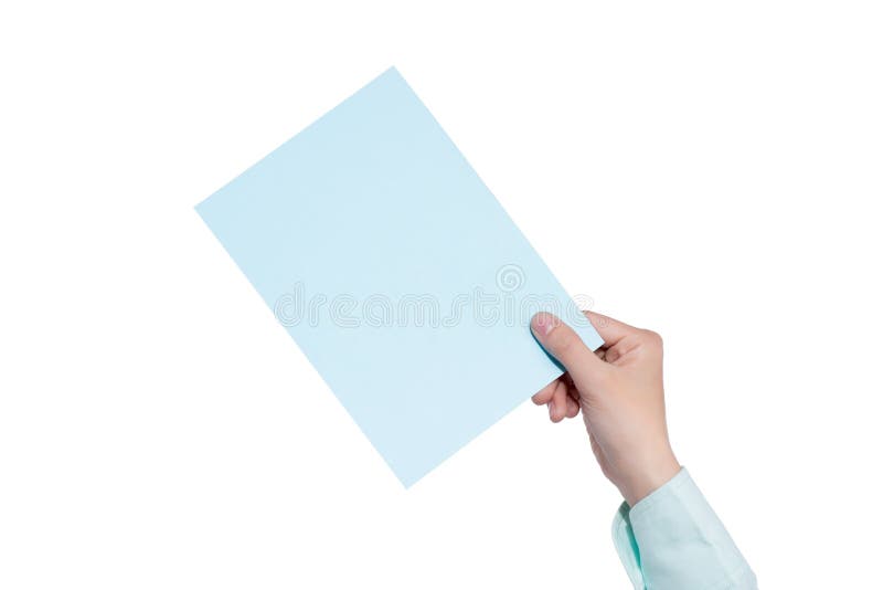 Hand Holding Paper Isolated on White Stock Image Image of blank