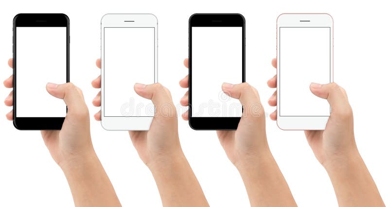 Telefon mobil cu retenție manuală izolat pe fond alb royalty free stock images