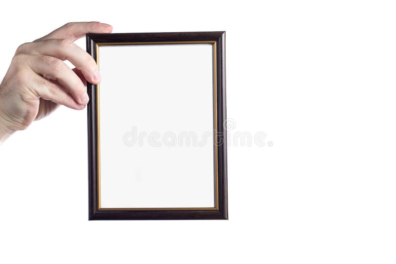 Hand Holding Picture Frame Isolated on White Background Stock Photo - Image  of building, hand: 142781802